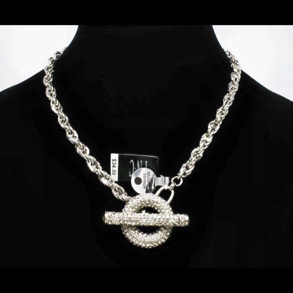 New I-N-C RHINESTONE CRYSTAL TOGGLE NECKLACE